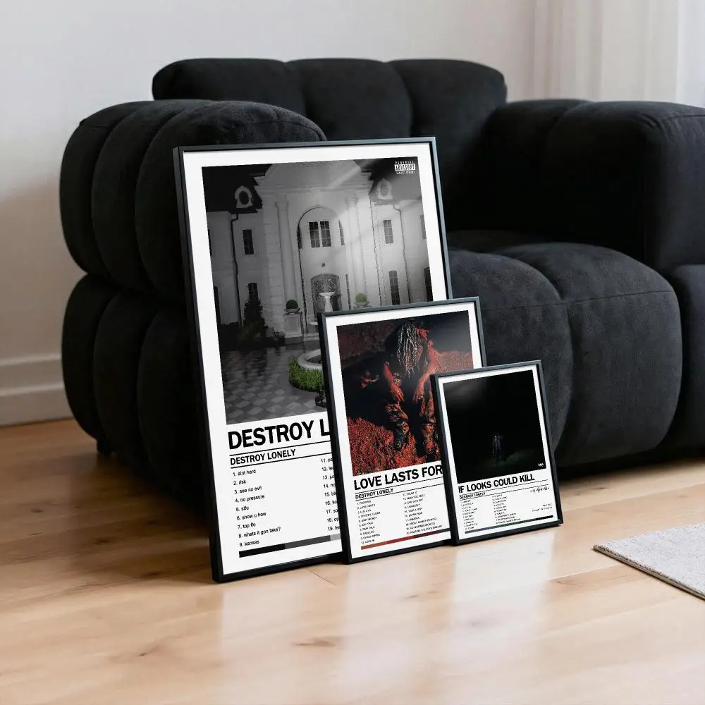 Destroy Lonely Poster Peelable Self-Adhesive Album Cover Poster Stickers, Frameless Wall Art for Singer Band Pop Rap Bedroom