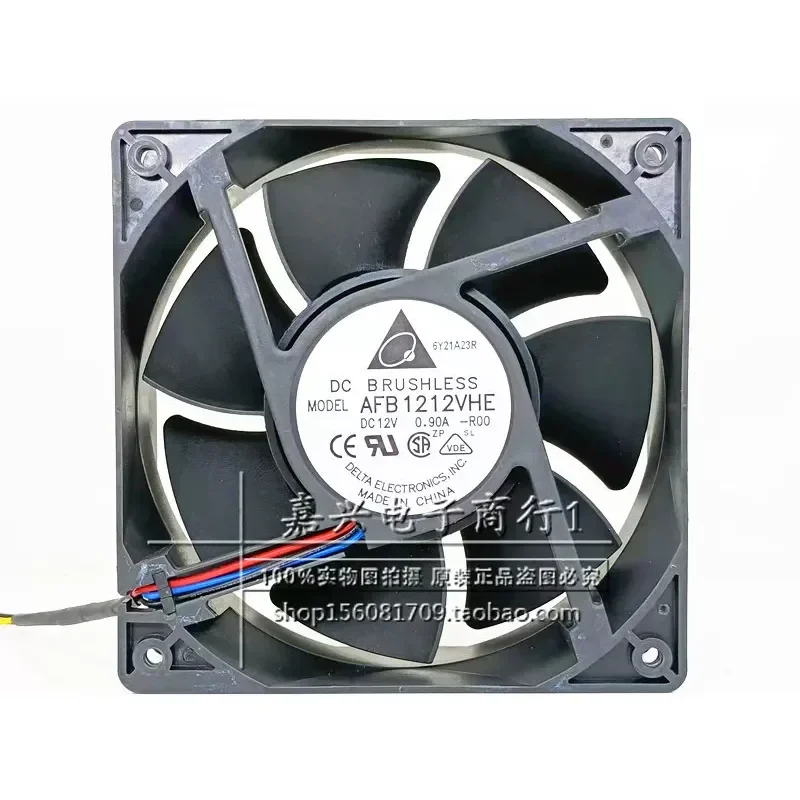 Original Delta AFB1212VHE-R00 12V 0.90A 3-wire stop alarm cooling fan 12cm