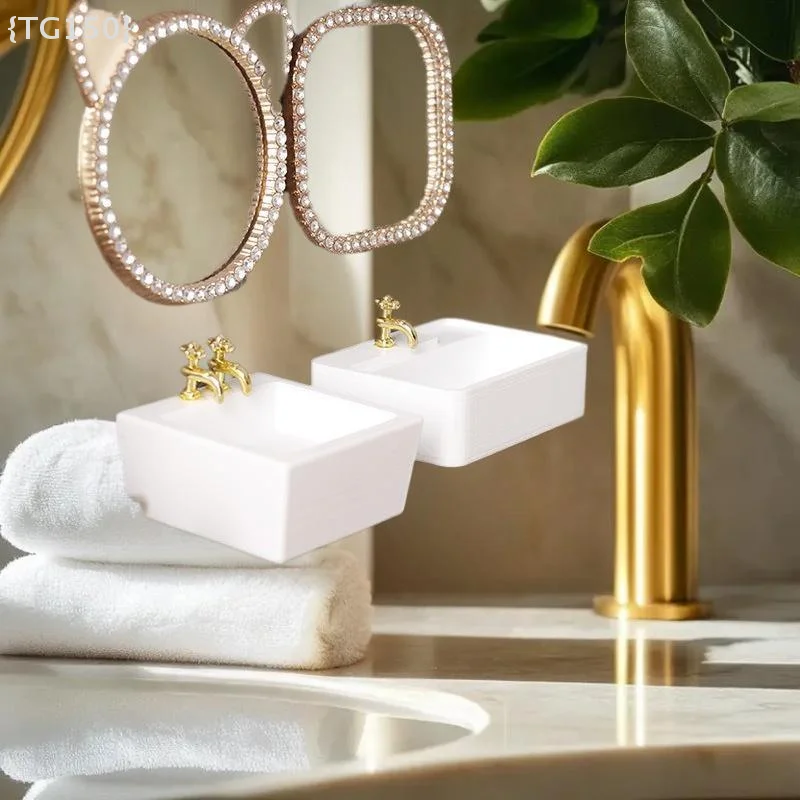 【Ja】Mini-évier de salle de bain à l'échelle 1/12, modèle de meuble de lavabo simulé pour la décoration de maison de poupée DIY, accessoires pour maison de poupée