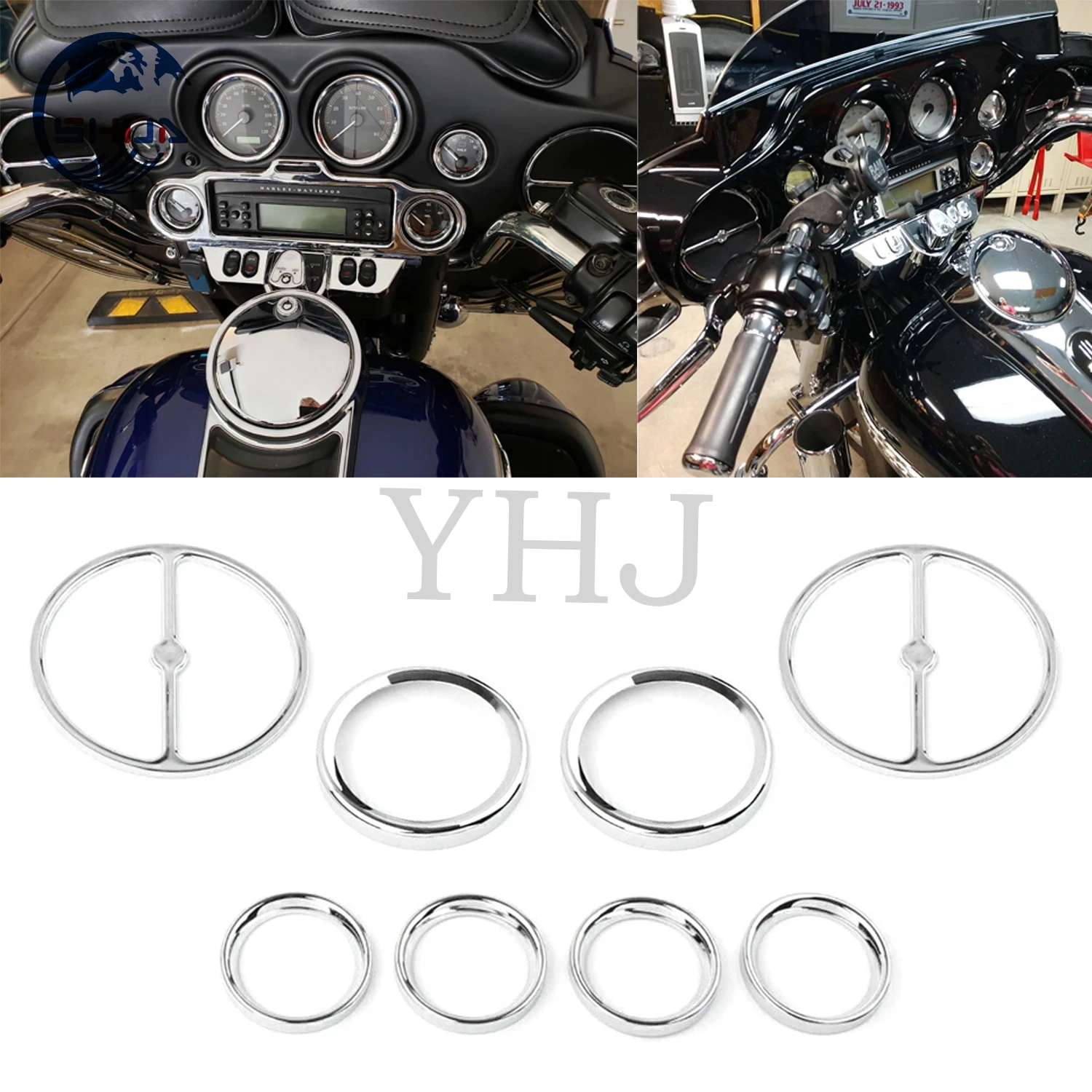 

For Harley Davidson Electra Glide Street Glide And Trike 1996-2013 Motorcycle Speedometer Bezels Speaker Horn Cover Chrome