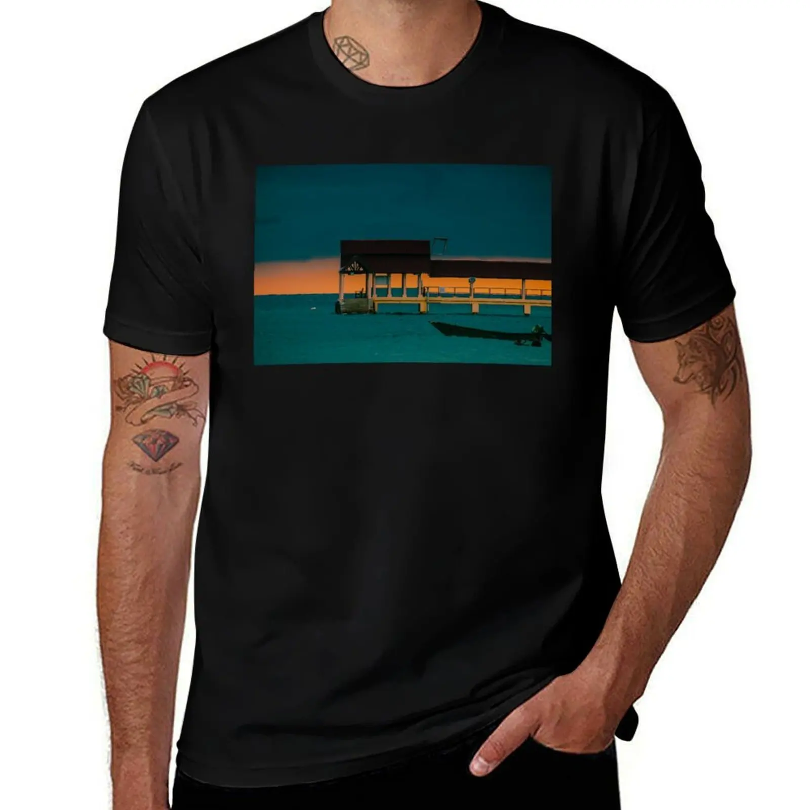 

Colors in a thunderstorm T-Shirt oversized blue lock oversized graphic tee men workout shirt