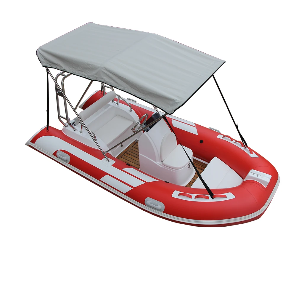 13ft 390 Rib Inflatable PVC Hypalon Best Sale RIB-390C Boat With Rigid Fiberglass Hull Deep V Motor & Trailer