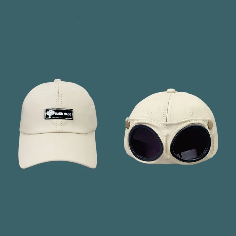 Unisex Sommer-Baseballkappen mit Brille, Pilotenmütze, Persönliche Hip-Hop Schirmmütze für Damen und Herren, Outdoor-Sport Sonnenschutz-Caps
