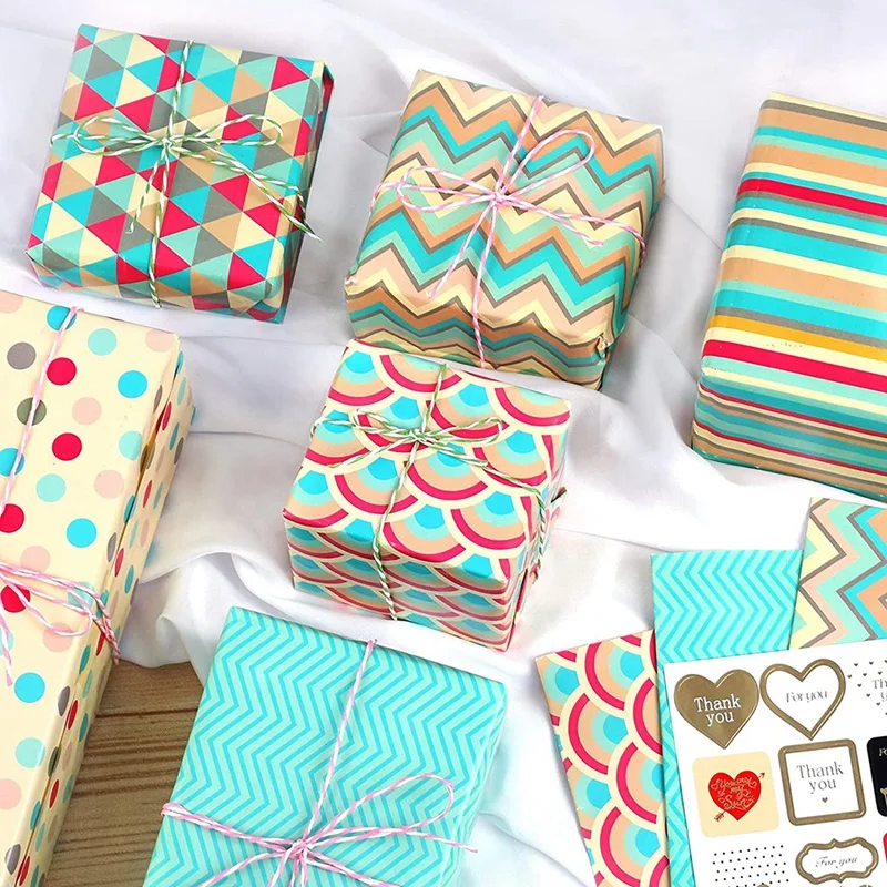 Wrapping Paper Sheets,For Christmas Birthday Party Wrapping Paper Set 6 Pcs Gift Wrap Papers,Present Gift Wrapping Paper