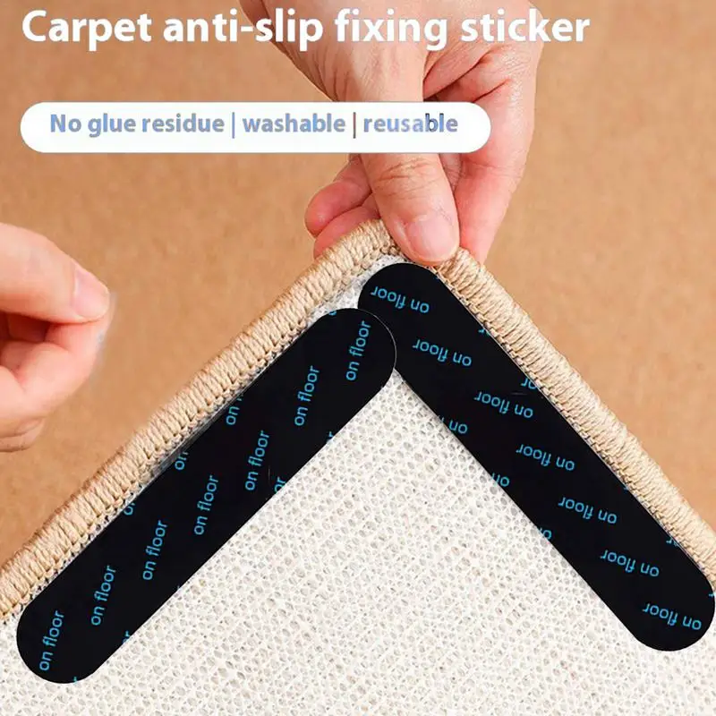 Non-Slip Rug Pad 4Pcs/8Pcs Reusable Washable Adhesive Grippers Rug Stickers PU Grip Mat Protector For Hardwood Floors