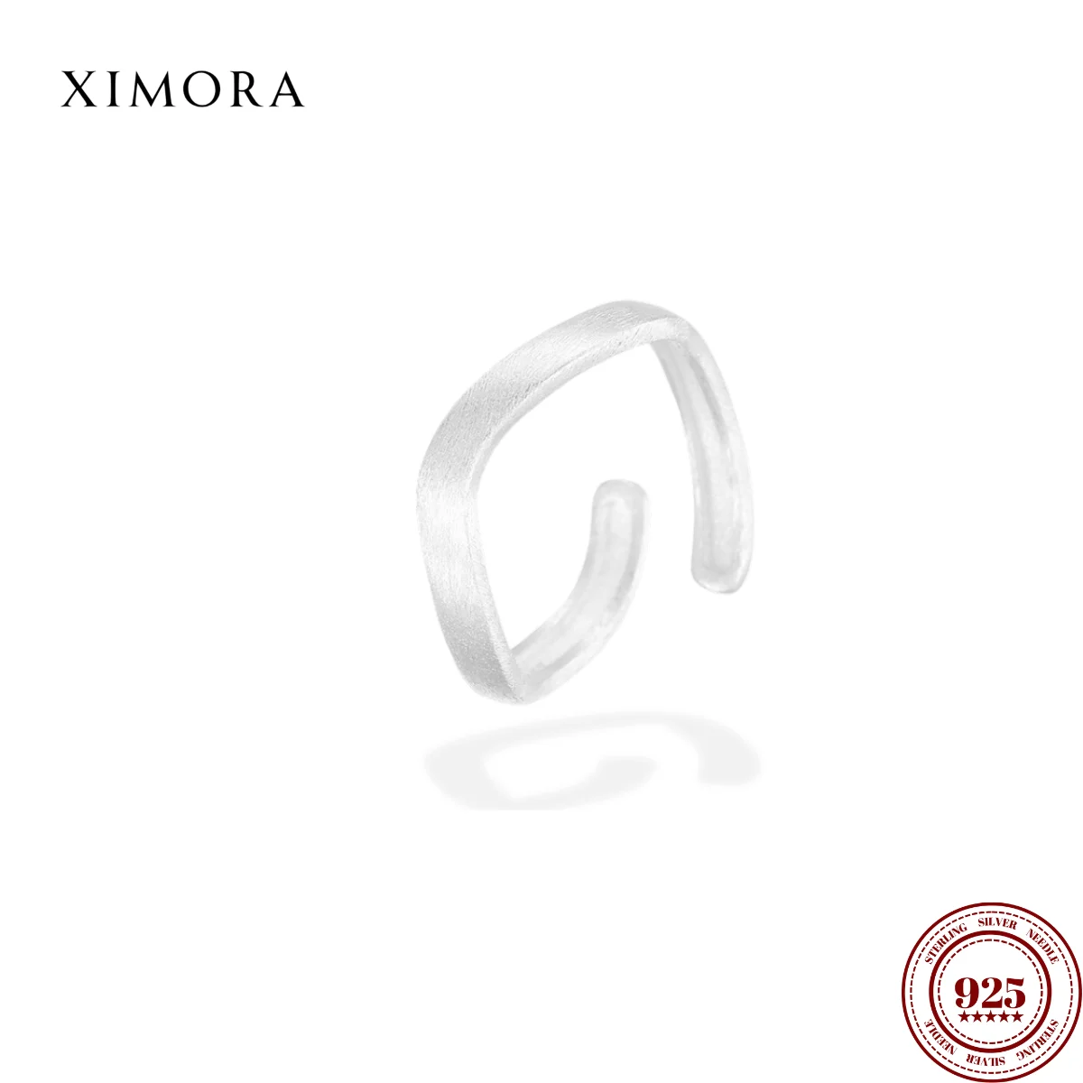 

XIMORA S925 Sterling Silver Brushed Geometric Ring for Women Niche Irregular Open-Style Plain Silver Band Jewelry