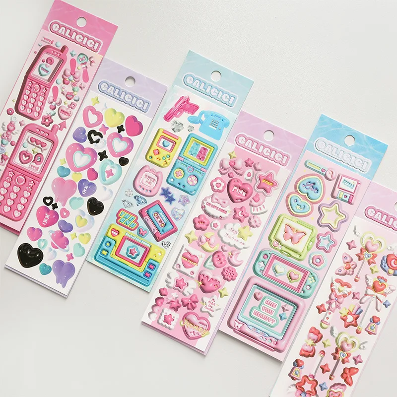 Leuke 3D Roze Liefde Telefoon Sticker Diy Scrapbooking Gelukkig Planning Dagboek Idol Cardstationery Decoratie Sticker Kawaii Art Supplies