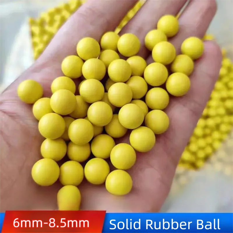 10-2000Pcs Dia 6/6.8/7/8/8.5mm Yellow Solid Rubber Ball Elastic Industrial Vibrating Screen Cleaning Ball Toy Bubble Gun Pinball