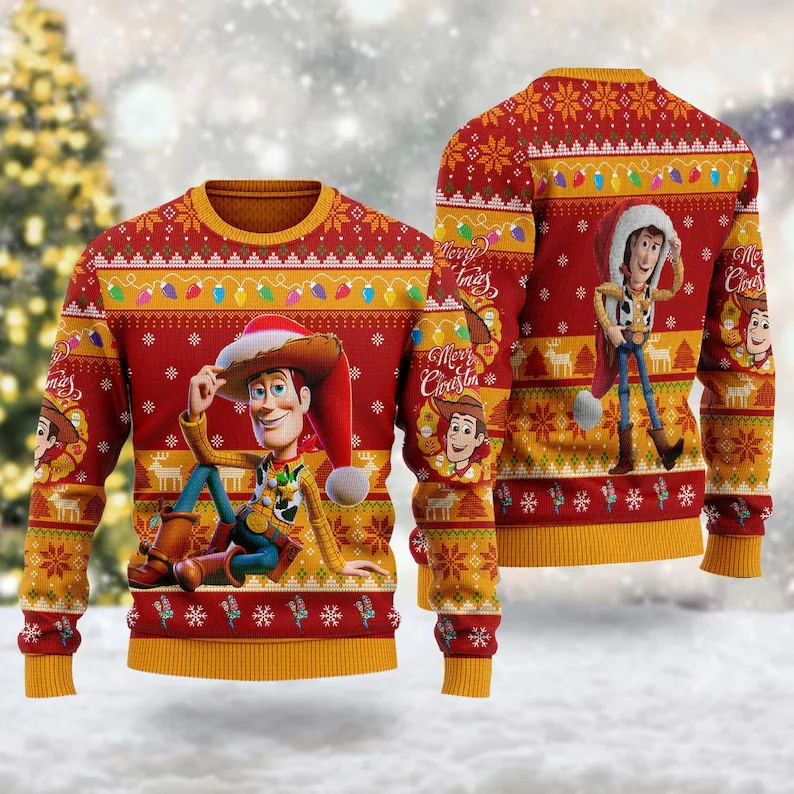 Woody Ugly Christmas Sweater Toy Story Ugly Christmas Sweater Buzz Lightyear Christmas Sweater Boys and Girls Christmas Gift