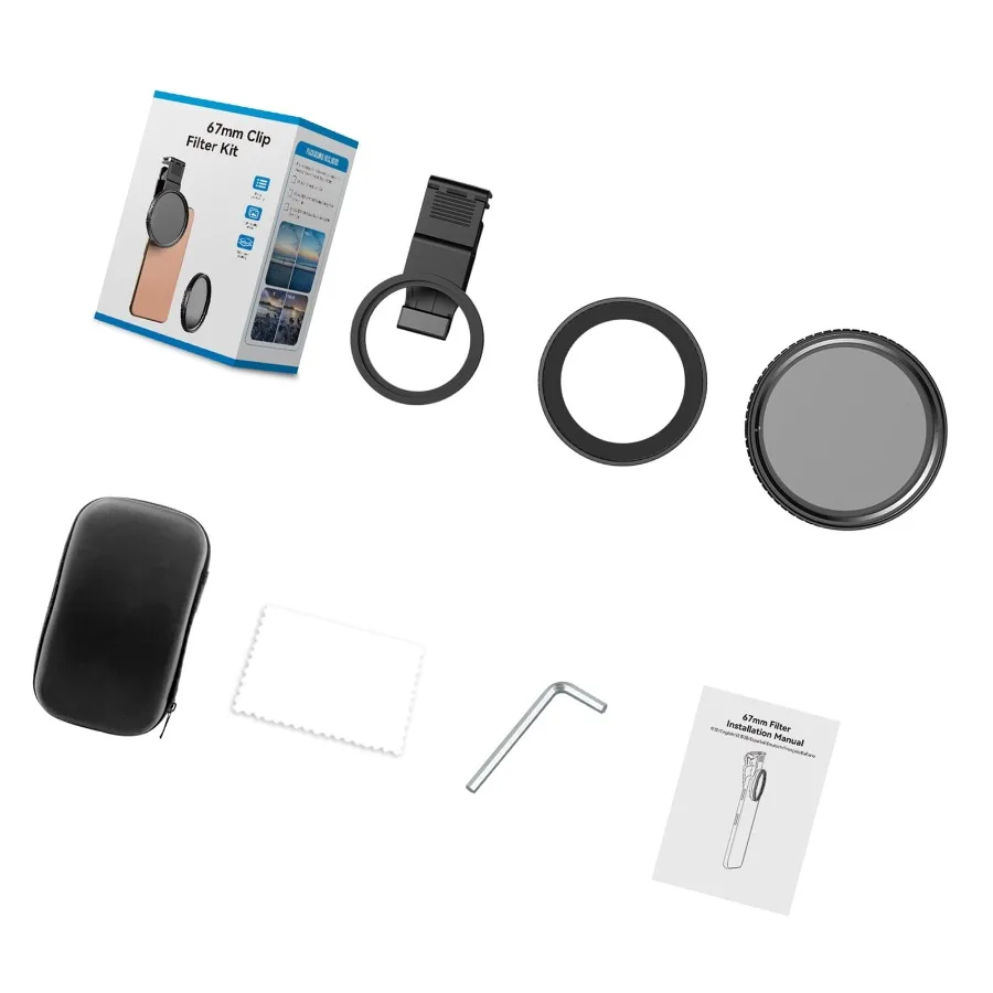 

5 Stops Adjustable ND32 Filter for 16 15 14 Phone Camera Lens with Cold Shoe and Adapter