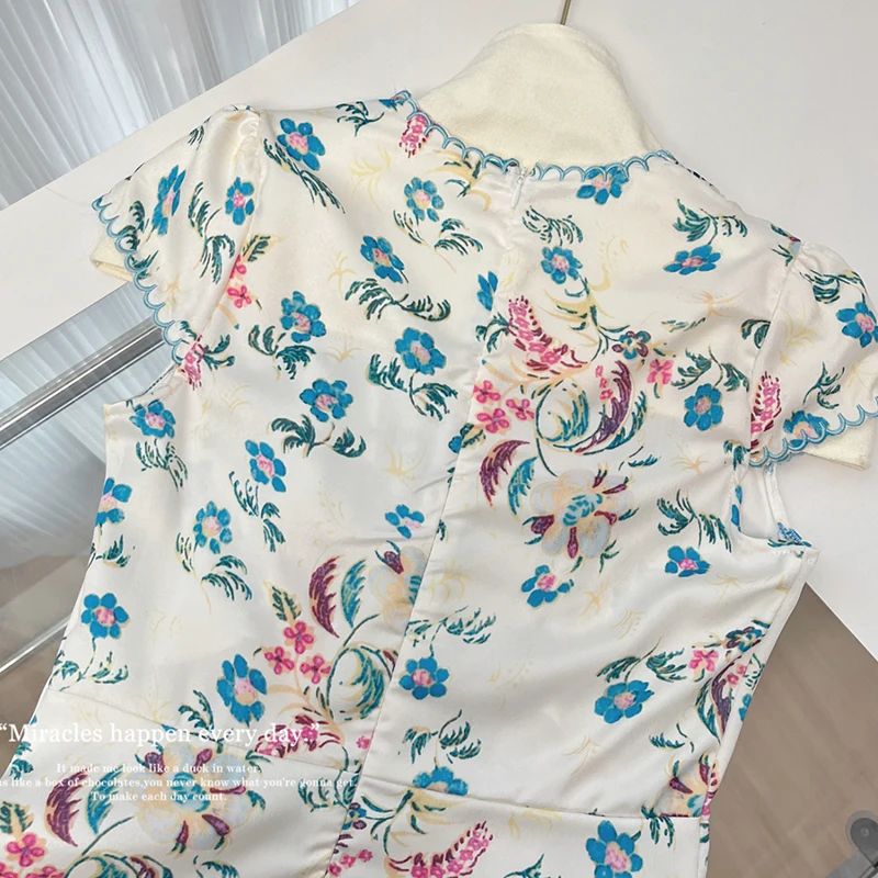 딥 V넥 우아한 A라인 드레스 여성 2025 신상 민소매 플라워 미니 드레스 여성 패션 여름 탱크 드레스