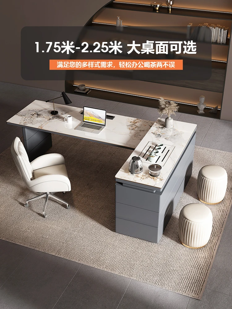 Modern desk, tea table, integrated rock board corner office desk, writing desk, president's desk