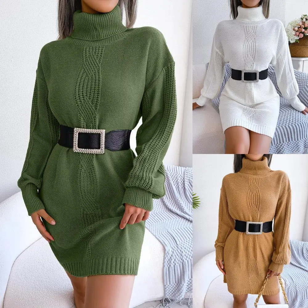 

Autumn Winter Casual High Ne Twist Lantern Sve Base Layer Sweater Dr Cross-Border Women's Faion Long Sve
