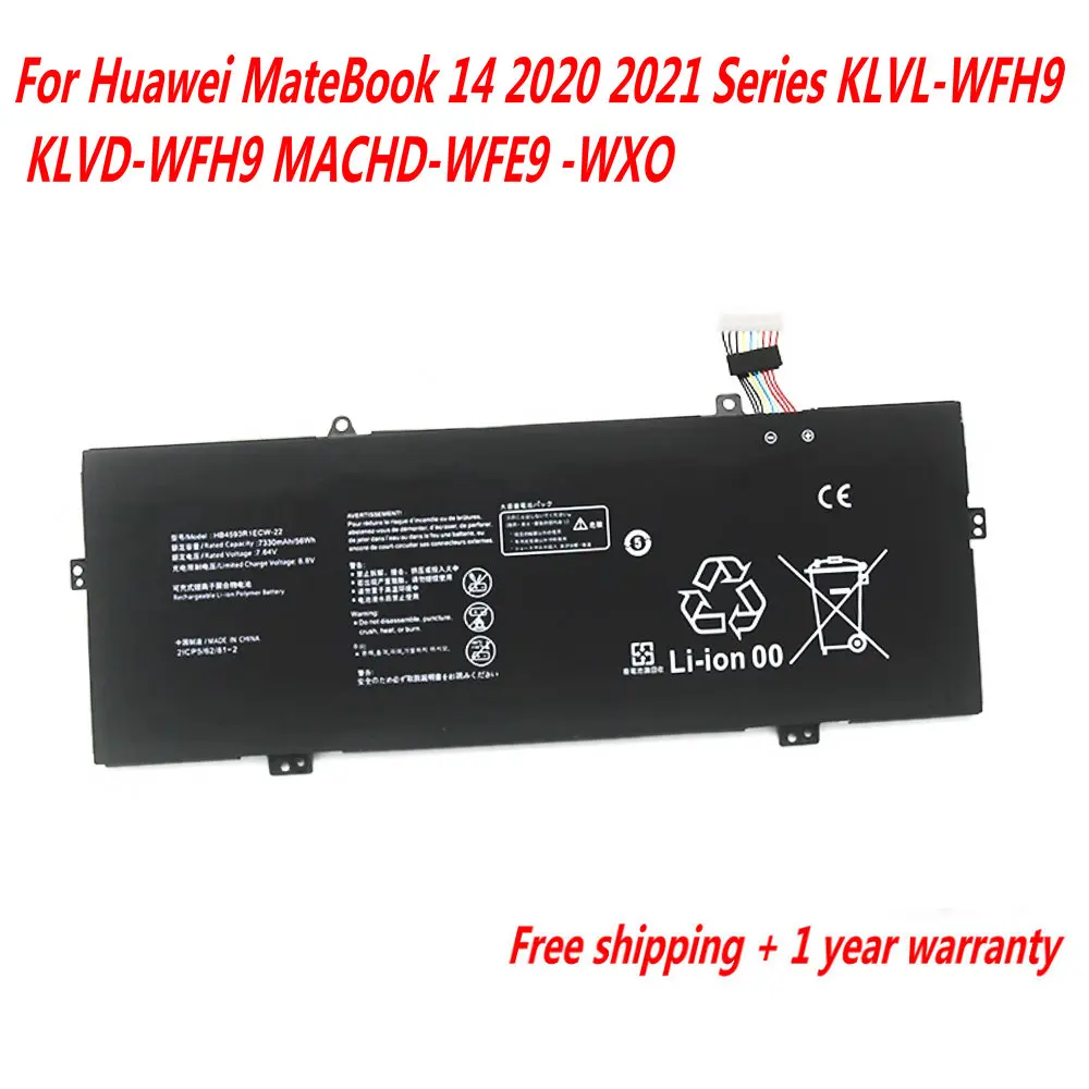 NEW HB4593R1ECW-22 HB4593R1ECW-22A Laptop Battery For Huawei MateBook 14 2020 2021 Series KLVL-WFH9 KLVD-WFH9 MACHD-WFE9 /WFE9Q