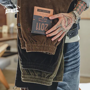 マデン-メンズコーデュロイパンツ,伸縮性ウエストバンド,ヴィンテージスタイル,ルーズストレートチューブ,カジュアルパンツ