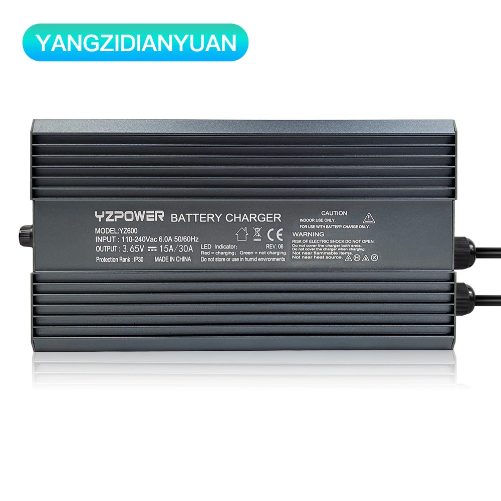 3.65V 30A lifepo4 battery charger safe fast charging power adapter input 110-240Vac charger with cooling fan