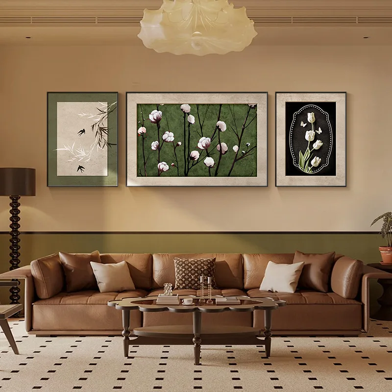 Estilo medieval sala de estar pintura decorativa sofá fundo mural de parede