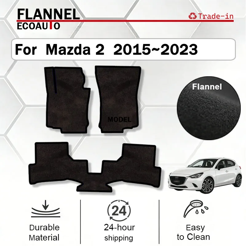 

ECOAUTO Flannel For Mazda2 DJ DL MK3 Mazda 2 2015~2023 Car Floor Mats Rugs Panel Footpads Anti-slip Carpet Cover Foot Pads Acces