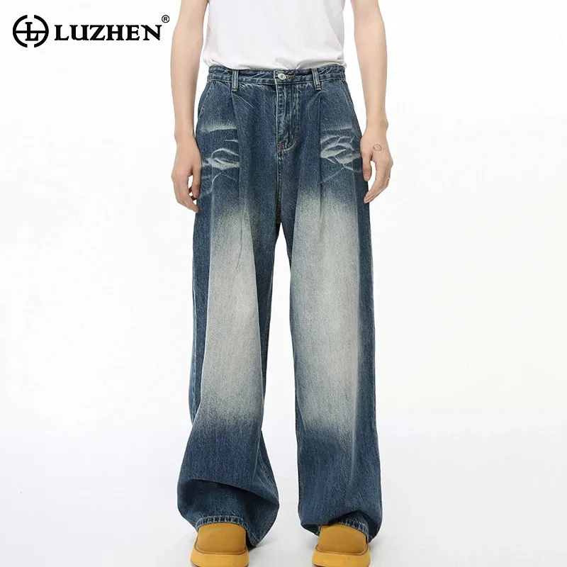 

LUZHEN Niche Design Baggy Jeans Vintage High Quality Autumn New Original Streetwear American Casual Straight Denim Pants LZ4759