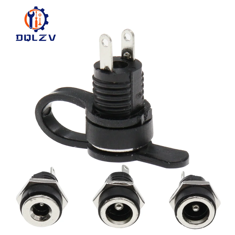 5.5X2.1/5.5X2.5MM DC Power Jack Socket Supply Female Panel Mount Connector Plug Adapter 2 Terminal Type DC Connector 5.5*1.35