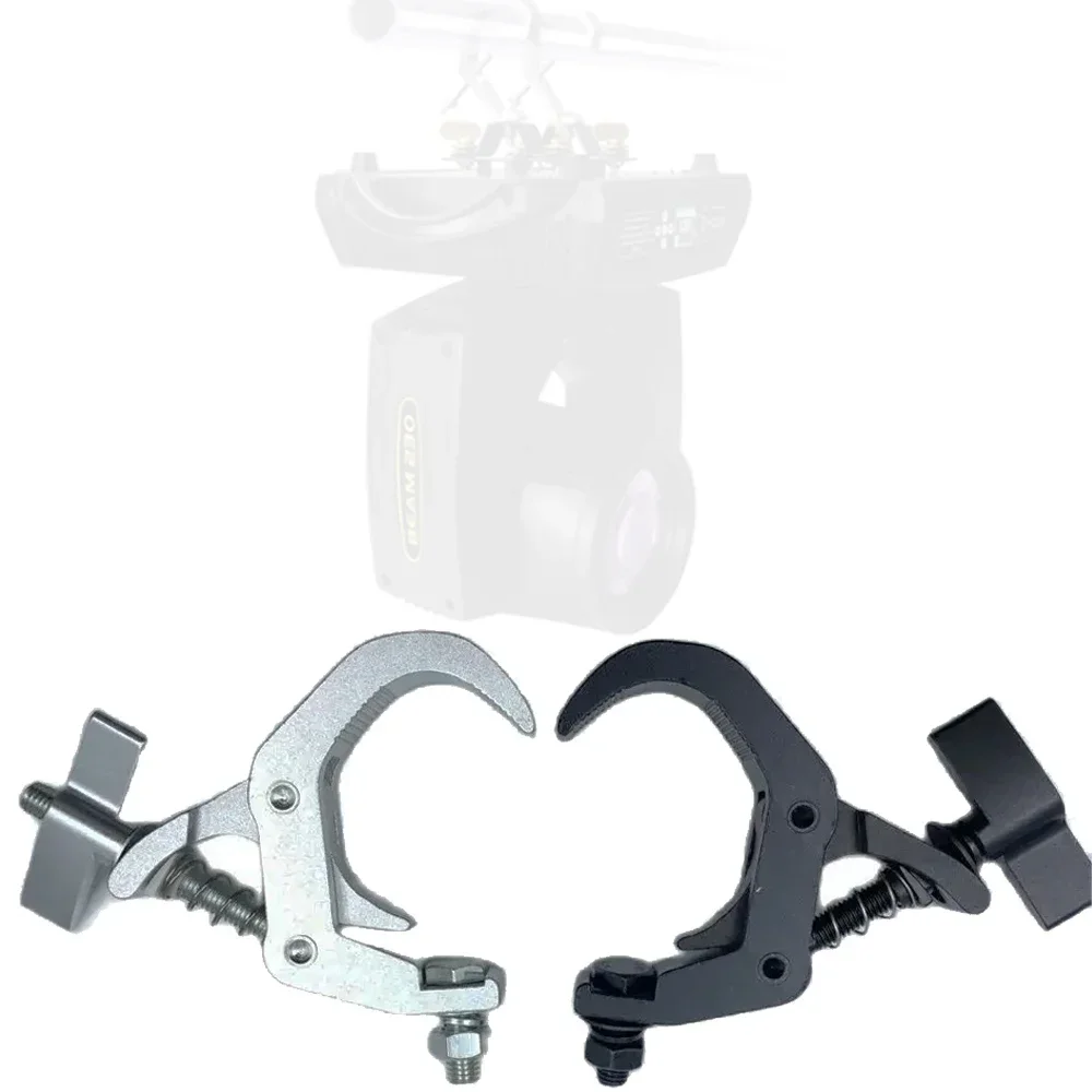 for 2Pcs Truss Lighting Clamps Heavy Duty Aluminum Lighting Stand Clamp Hooks Load DJ Stage Moving Head LED Par Smoke Machine