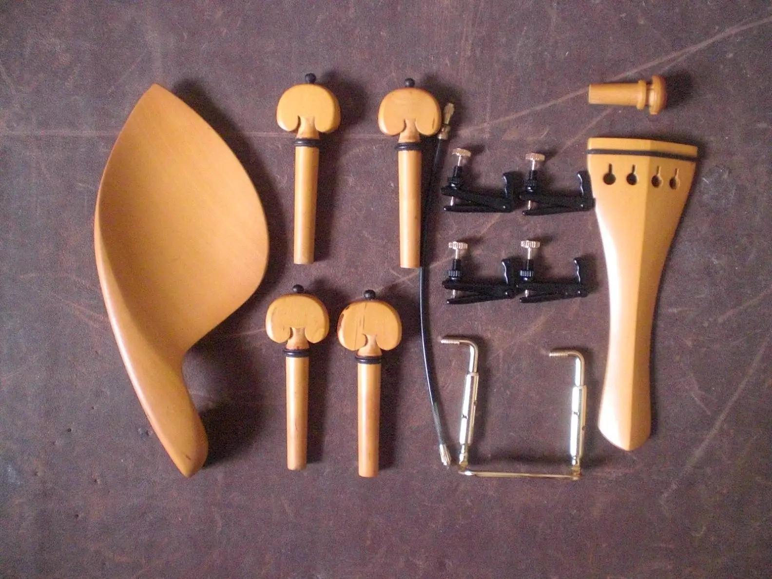 

1 Set Boxwood Violin Fitting with Pegs Endpin Nylon Tail Guts Fine Tuners 4/4