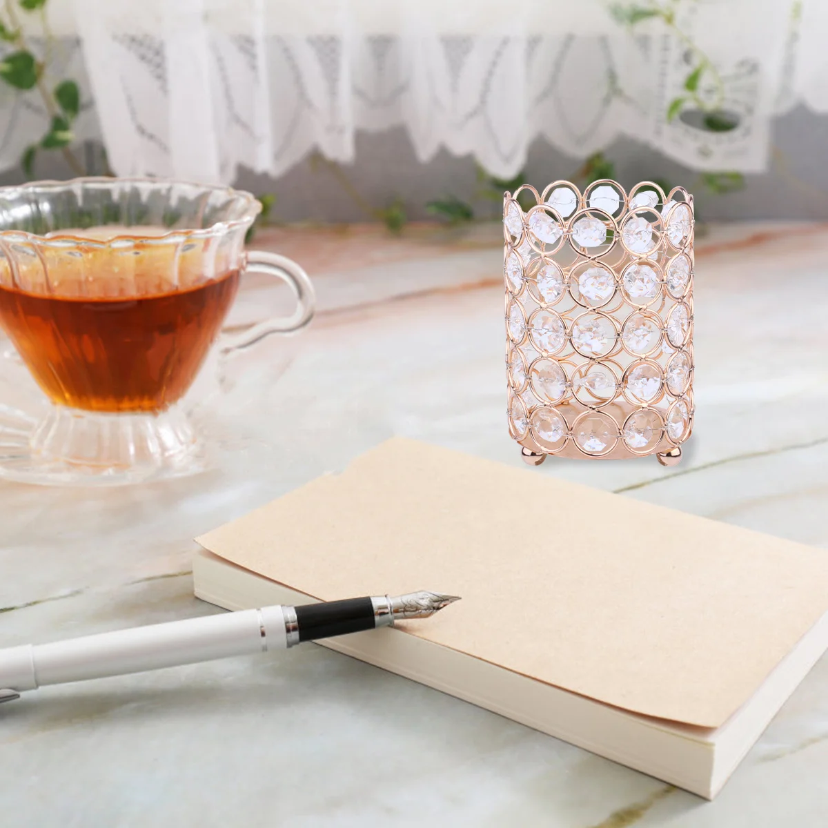 

Crystal Pen Holder Crystal Makeup Brush Storage Bucket Holder Wedding Office Home Decoration Creative Shape