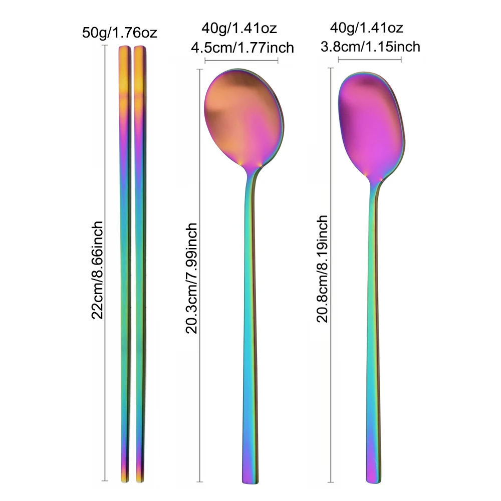 Korean 8Pcs/Set Tableware Set High Quality Stainless Steel Matte Dinner Set Dinnerware Spoon Chopsticks Flatware Cutlery Set view 3