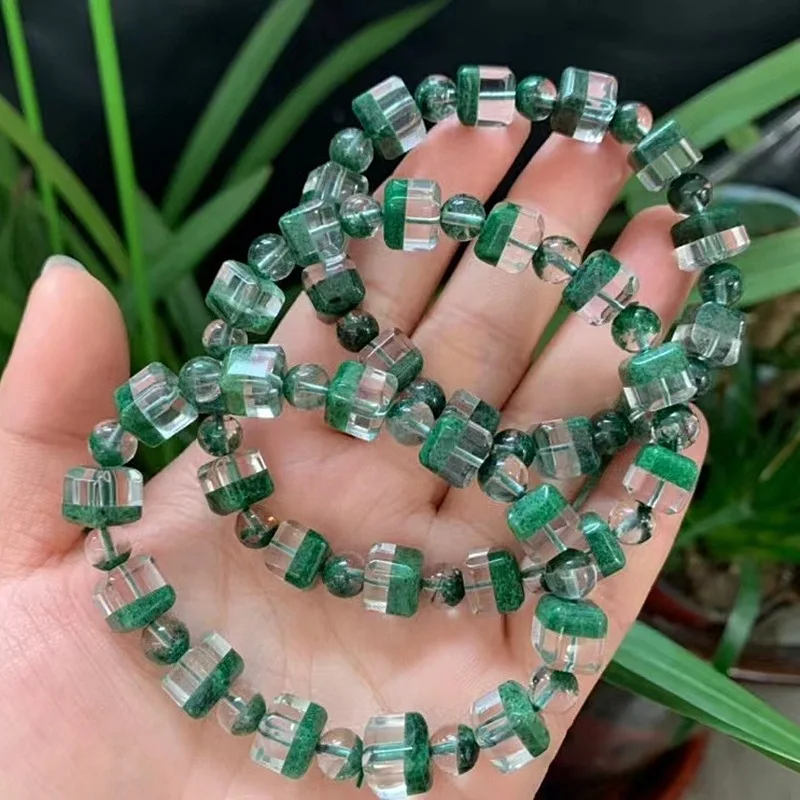 

Ore Brazil Green Phantom Quartz Cornucopia Bracelet Ghost Square SugarOrnament Men and Women