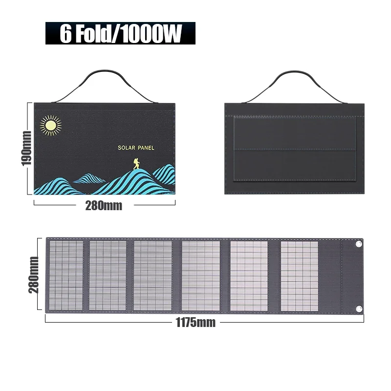 1000W zonnepaneel draagbare opvouwbare tas USB + DC-uitgang zonnelader buitenvoeding voor thuis mobiele telefoon stroomgenerator