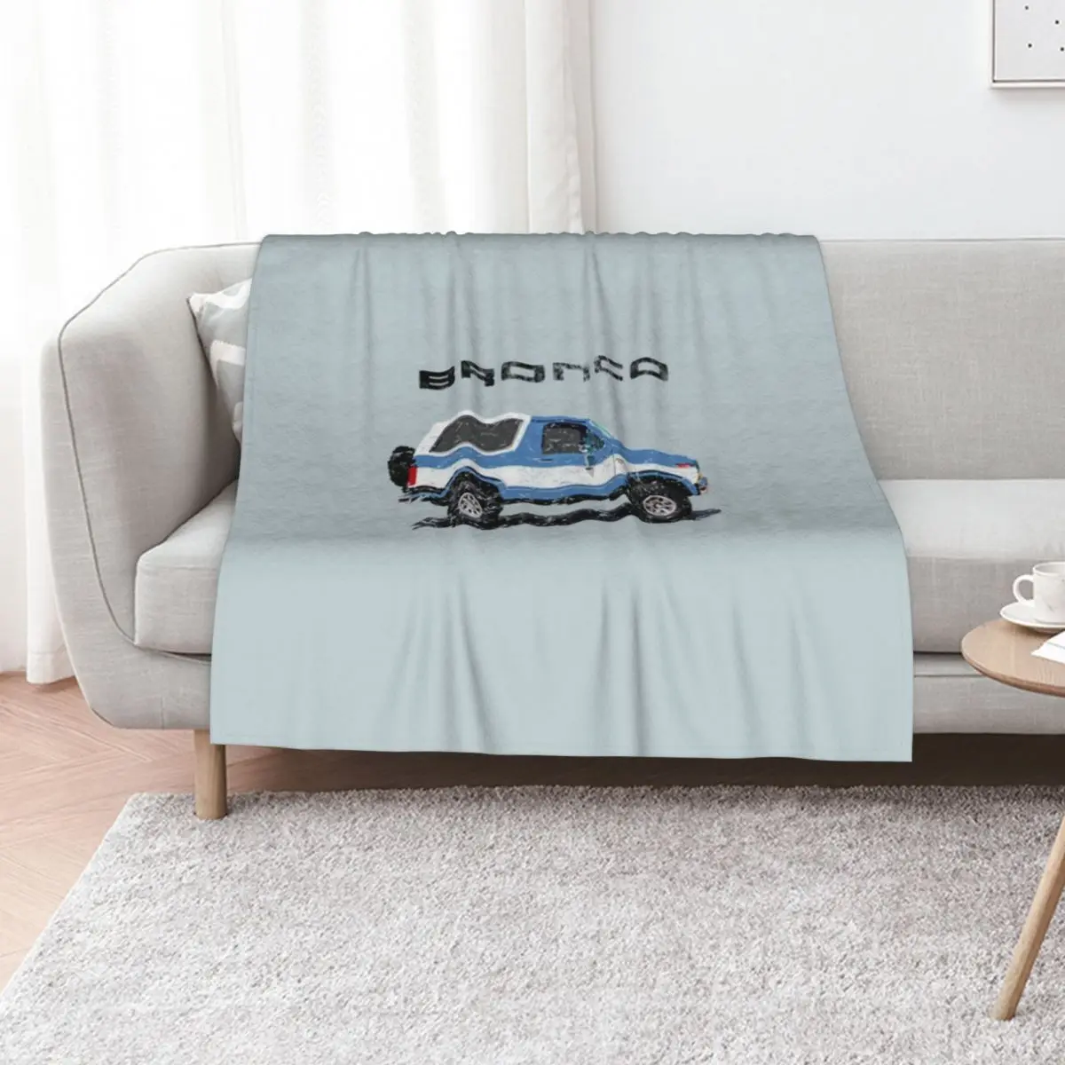 Bronco 1986Blueand white Throw Blanket Soft Plaid Softest Soft Big Decorative Beds Bed covers Cute Plaid Blankets