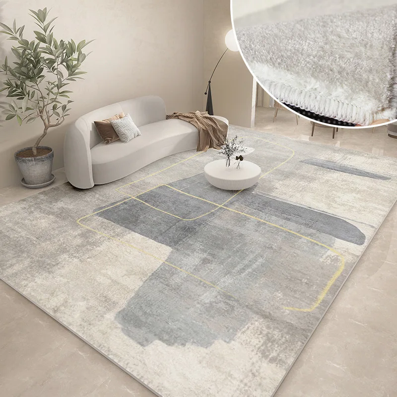 Modern Carpets for Living Room Abstract Large Area Plush Rugs Bedroom Decor Bedside Carpet Grey Thickened Floor Mat Lounge Rug