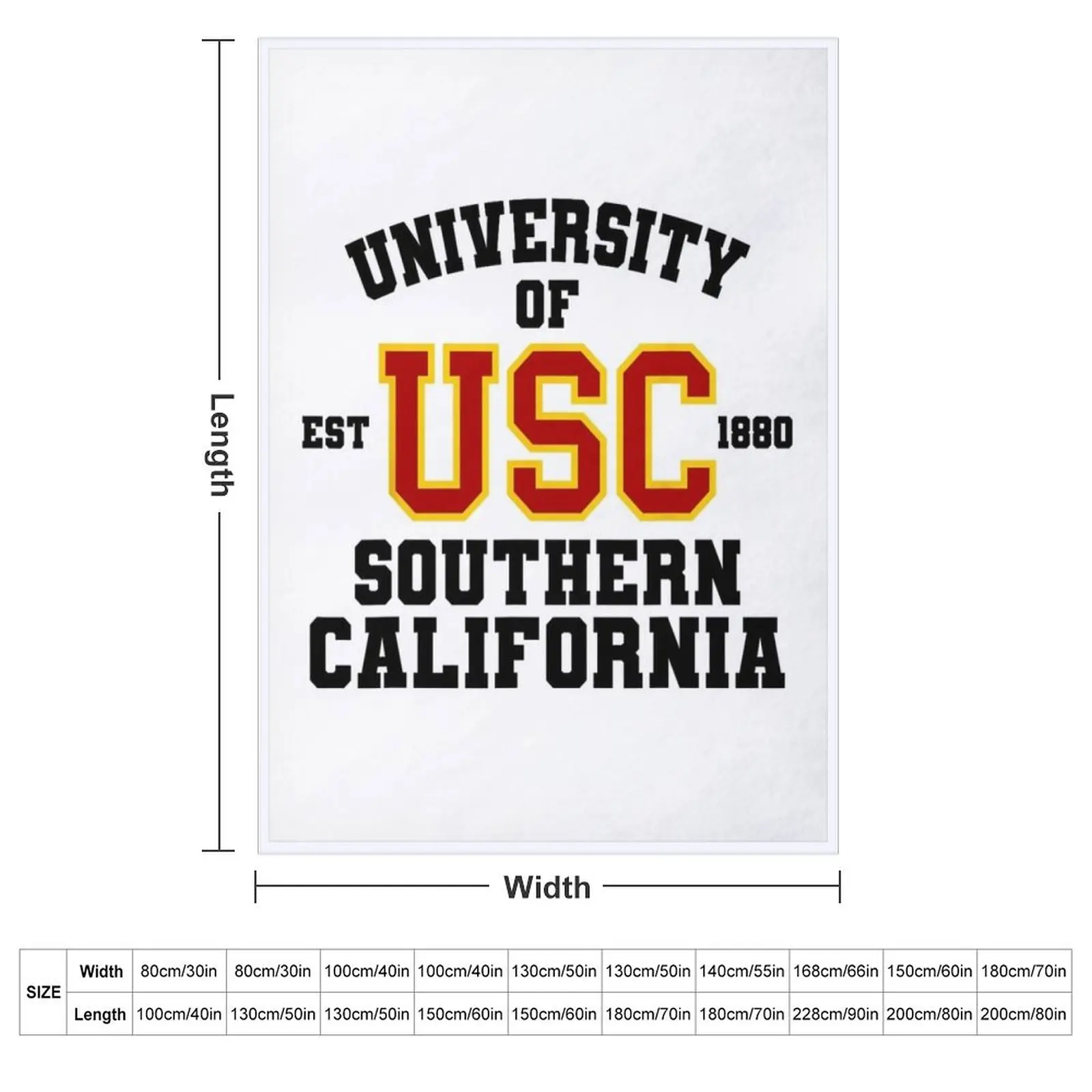 USC USC Est 1880 University Of Southern California Throw Blanket Bed linens Stuffeds Soft Plush Plaid Blankets For Baby Blankets