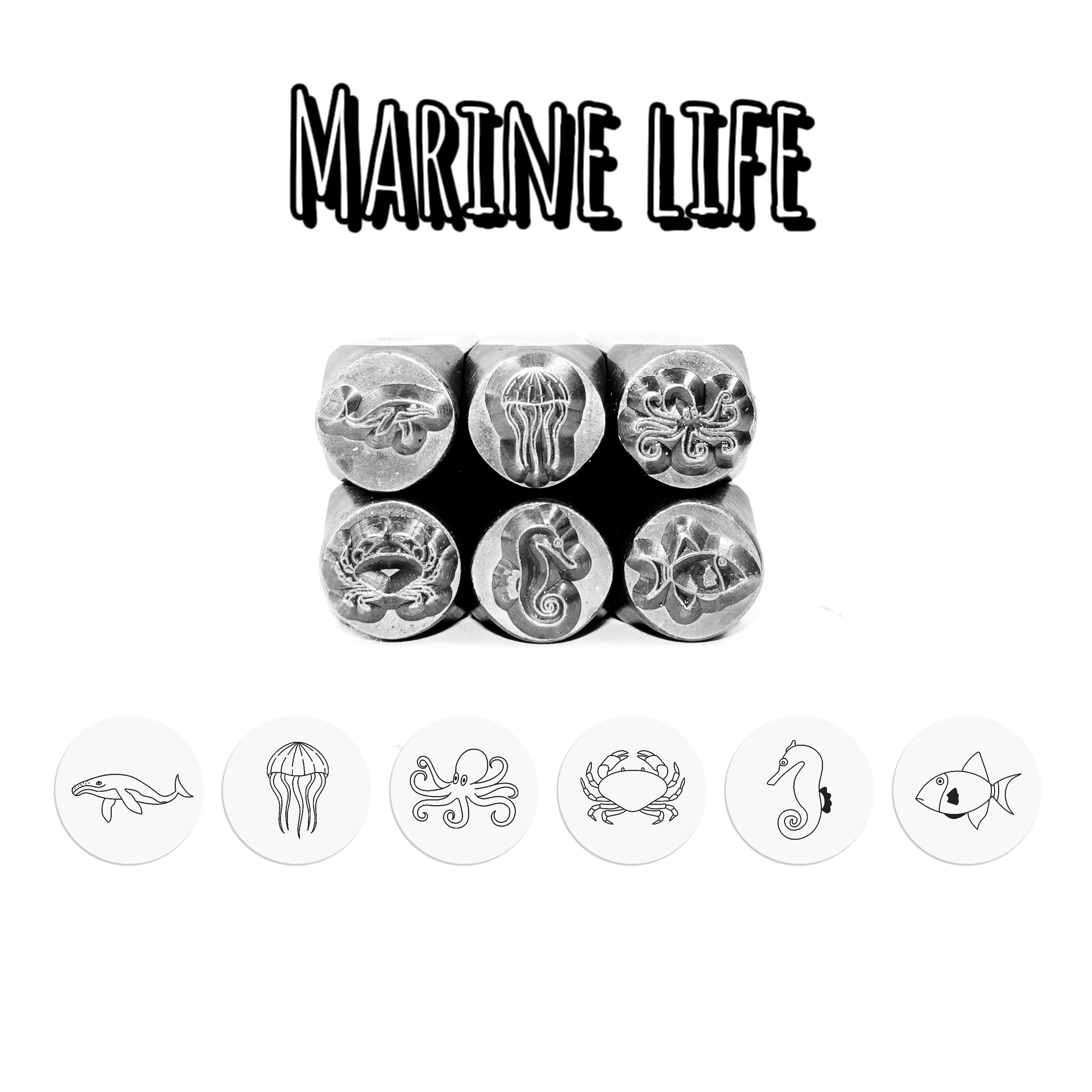 Metal Stamping Jewelry Making Supplies Marine Life Metal Design Stamp for Metal, Jewelry  (8.5mm)