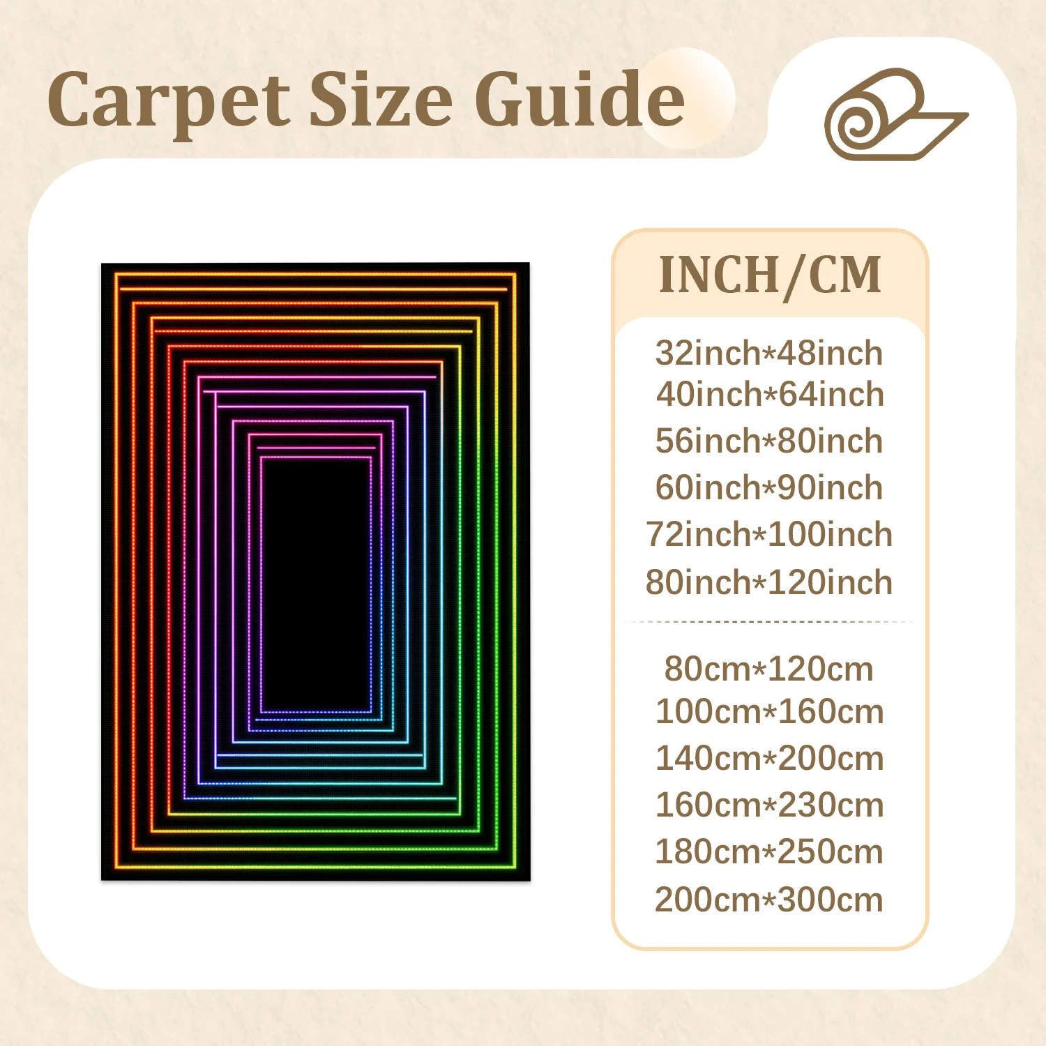 Neon Rainbow Rectangular Line Design Area Rug, Velvet Material, Machine Washable, Suitable for Living Room, Bedroom, Office, Entryway, Ideal for Halloween, Thanksgiving, Black Friday, Christmas, New Year Home Decoration