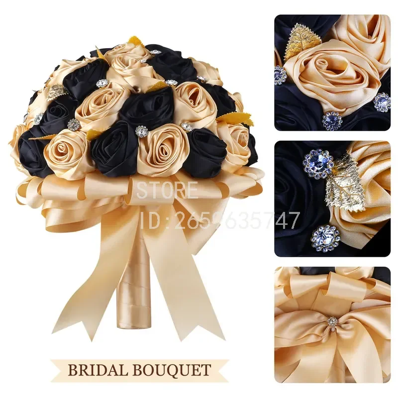 for European American Rhinestone Hand Bouquet Factory Direct Sales Wedding Creativity Korean Milk White Hand Bouquet Special