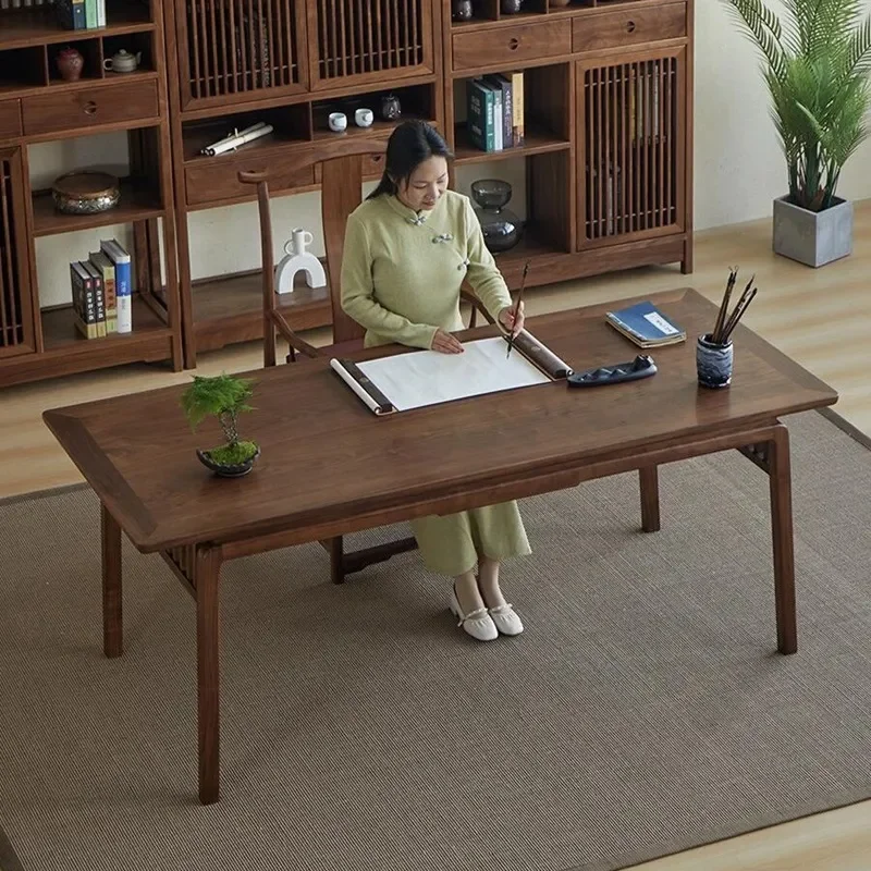 for New Chinese Style North American Black Walnut Desk Song Aesthetic Zen Computer Desk Solid Wood Furniture