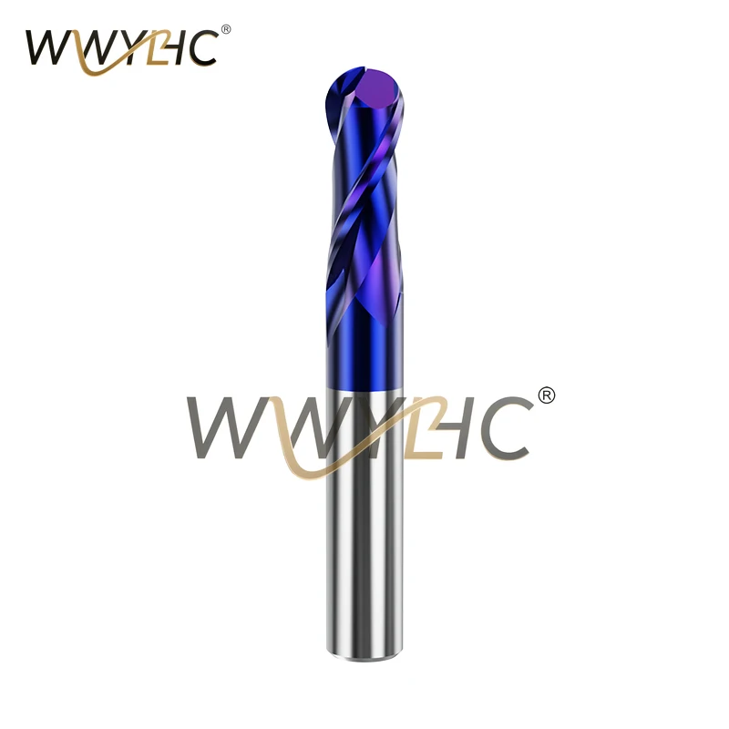 65 Degree Tungsten Steel Ball Cutter with Nano Coating R-type Head Hard Alloy CNC Two Edge Milling Cutter
