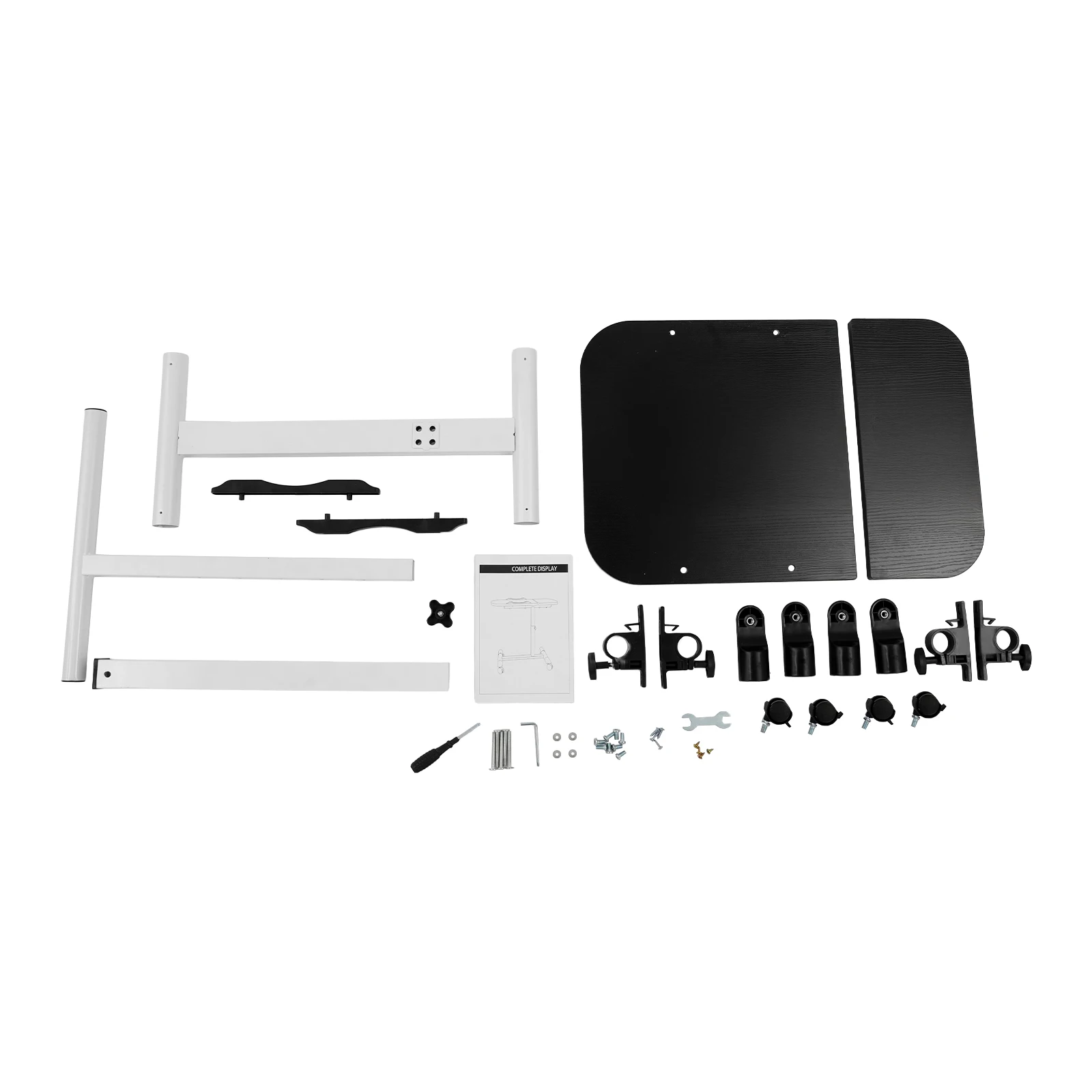 Höhenverstellbarer beweglicher Beistelltisch 65–95 cm, 4 Bremsräder 0–90 ° Falten Sie 15 kg Traglast in Schwarz/Weiß für das Heimbüro – Detail 2