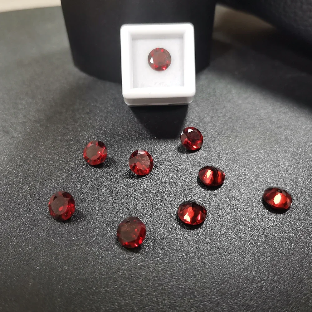 Factory Wholesale Natural Stone Round Cut 6.5mm 1.2Ct Loose Gemstone Garnet For Ring Earring Jewelry Making Accessories