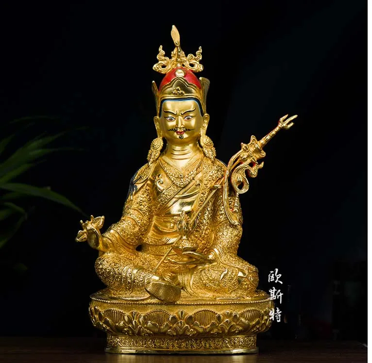 34CM L # GOOD Buddha Buddhist bless family home Safety wealth efficacious Padmasambhava Rinpoche statue