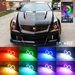 For Cadillac CTS 2008-2014 Xenon Headlight BT App RF Remote Control Multi-Color Ultra Bright RGB LED Angel Eyes Kit Halo Rings