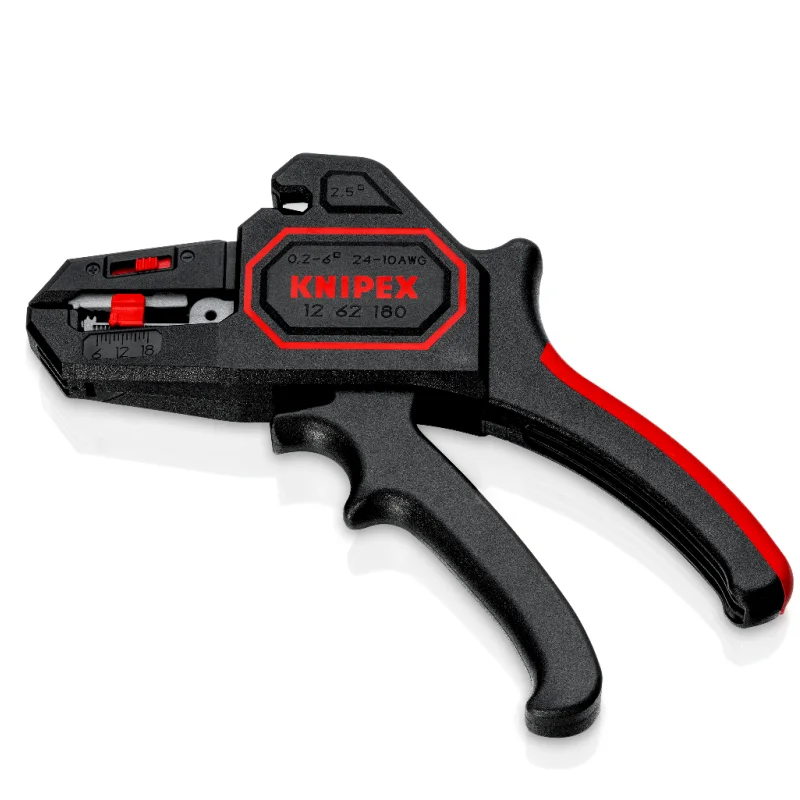 KNIPEX 12 62 180 Automatic Insulation Stripper Cutter  7 Inch Lightweight Adjustable Length Stop from 6.0 to18.0 mm