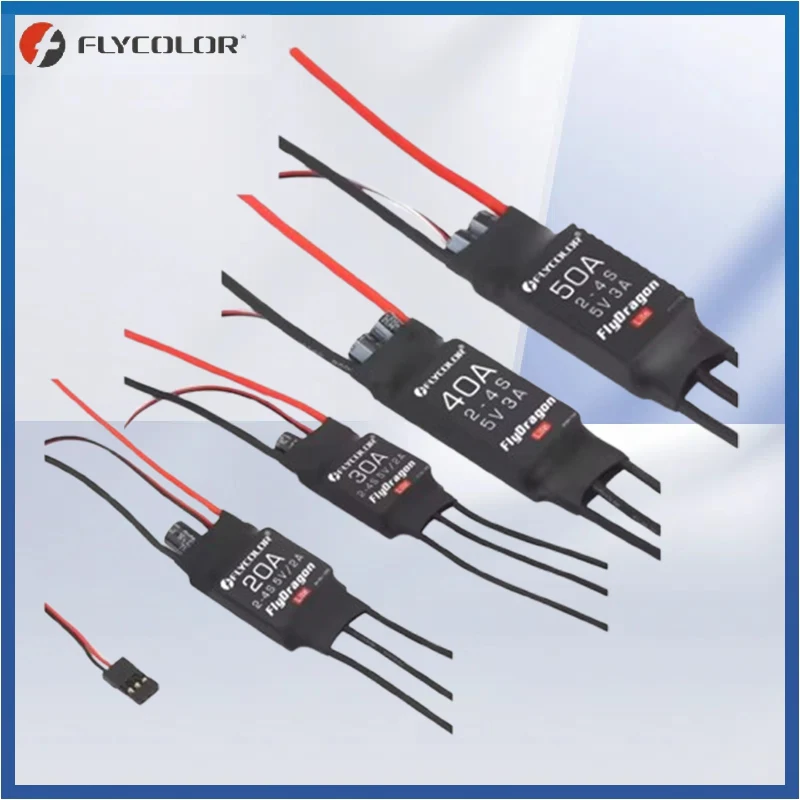 

FLYCOLOR Flydragon Lite 20A/30A/40/50A 5V BEC 2-4S Brushless ESC for RC Airplane Fixed-Wing FPV Drones