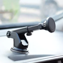 Magnetic Car Phone Mount Magnet Dashboard Windshield Suction Cup Car Phone Holder Adjustable Telescopic Arm