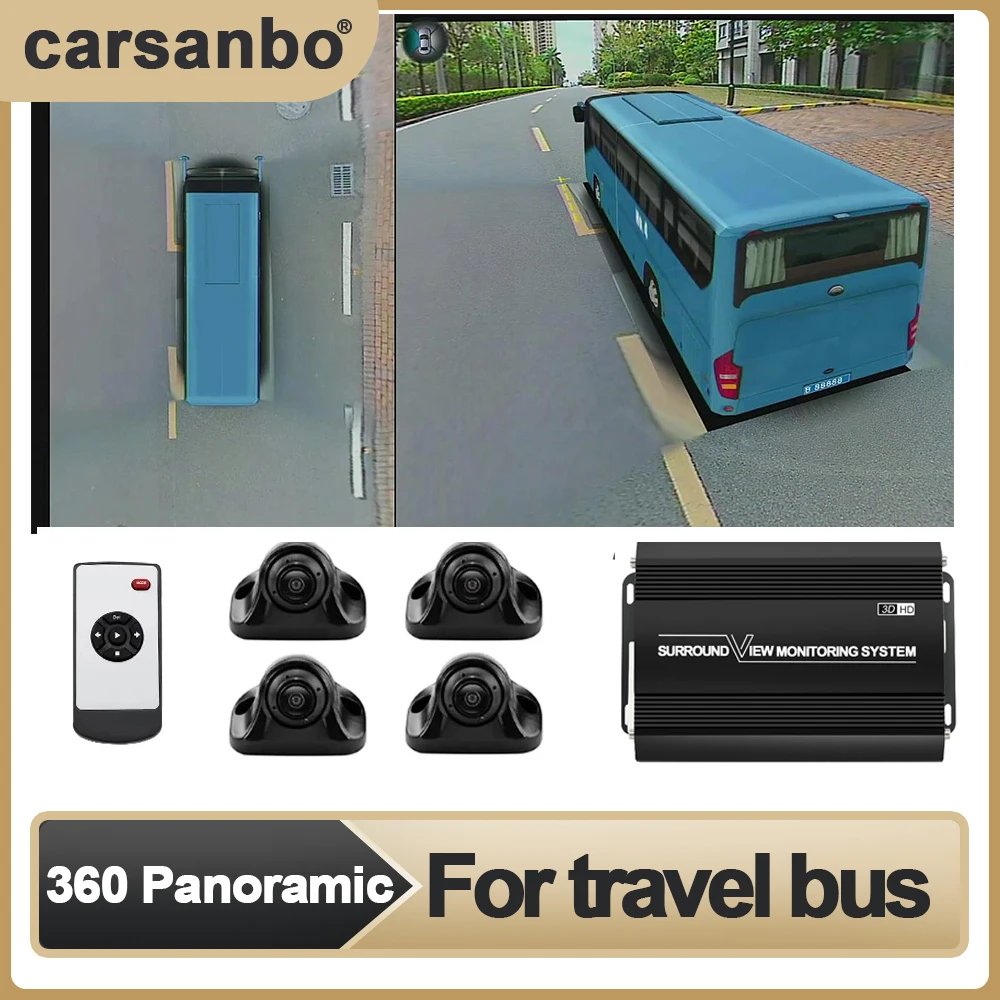 Carsanbo Car 360° Surround Bird's Eye View Camera System (3D+1080P) 360 Seamless View Recorder Is Suitable for Pavement Roller