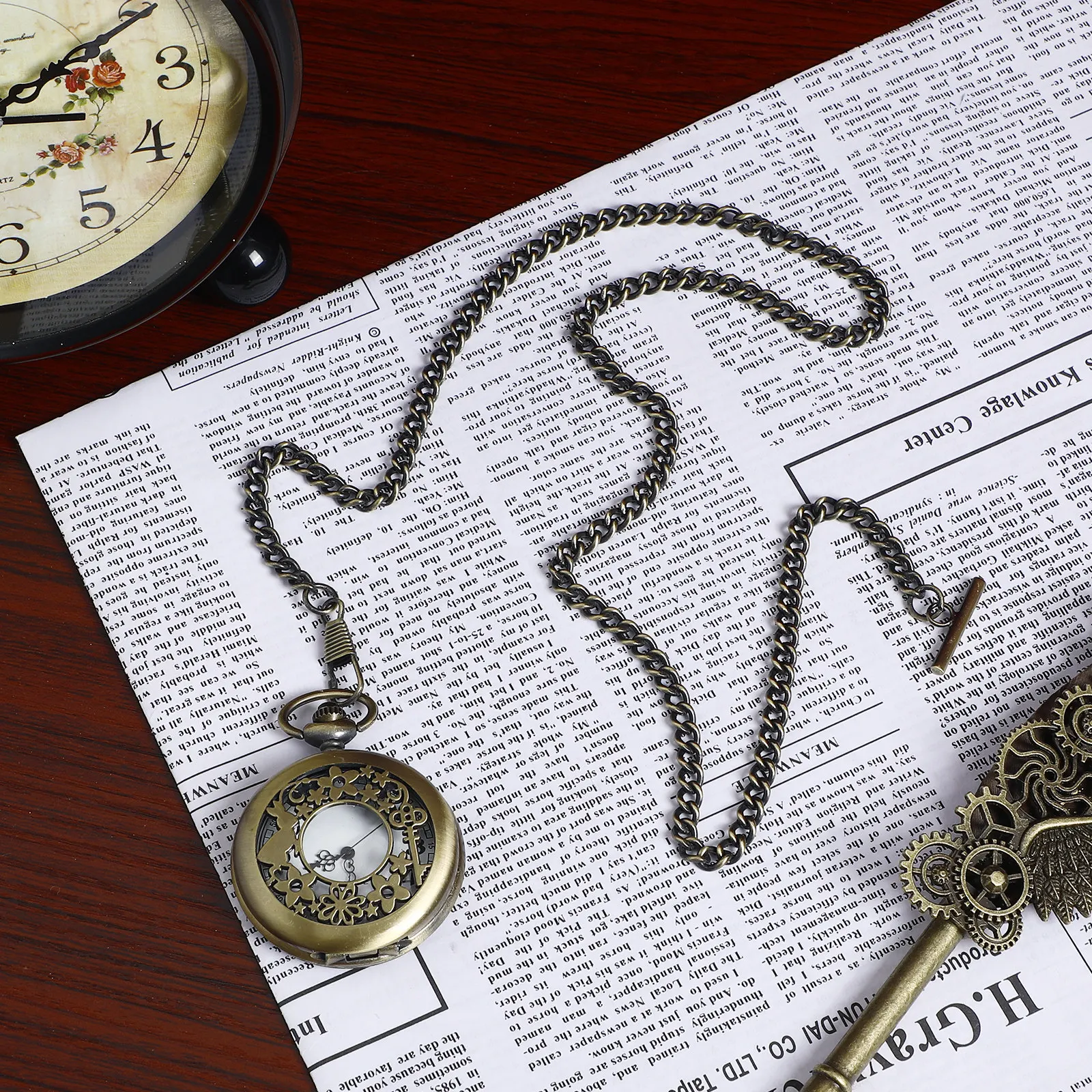 65Cm High Quality Metal Pocket Watch Chain T-Bar Design Retro Glossy Finish for Pocket Watch Vest Belt Jeans Keychain Decoration