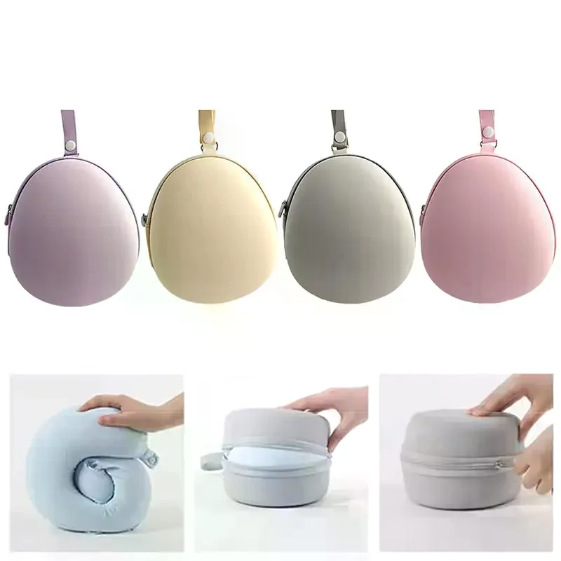 EVA U Type Neck Pillow Storage Case Portable Hard Storage Bag Noon Break Zipper Memory Foam Pillow Box Travel