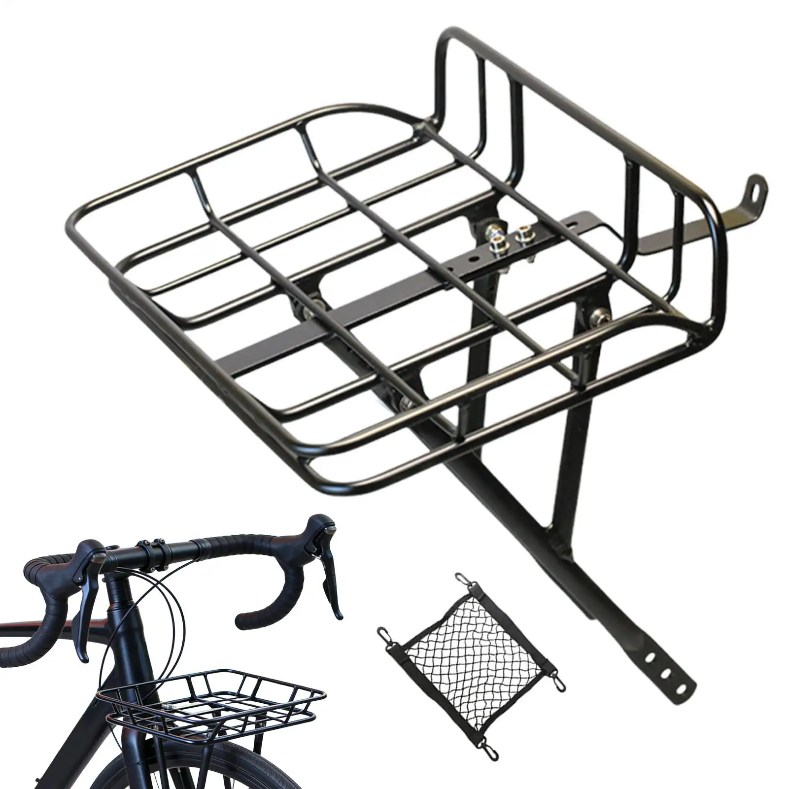 

Bike Rack for Bike High Strength Bracket Cargo Carrier Large Front Bicycle Basket for Biking Cycling Touring Delivery Travel