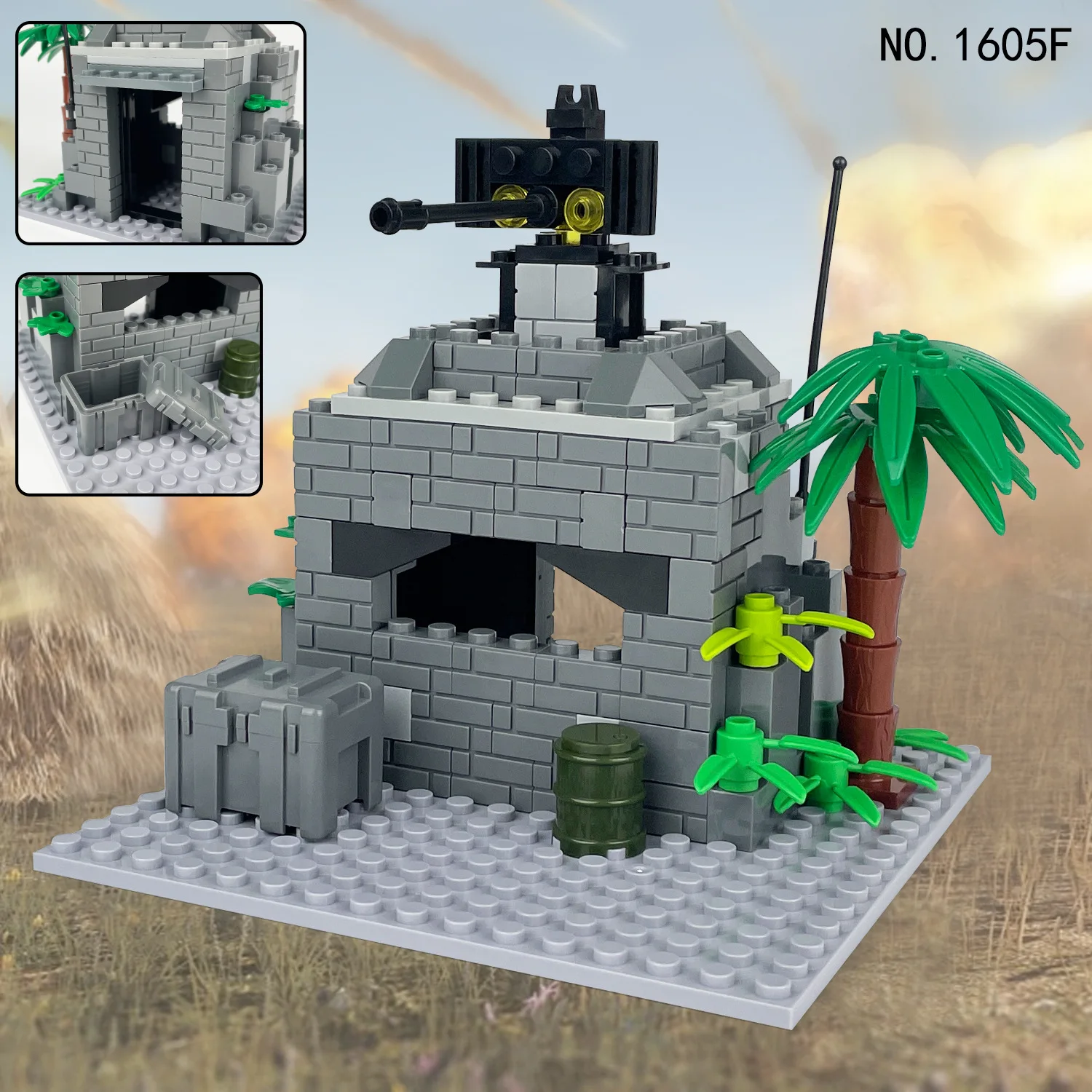 Moc piccole particelle assemblate giocattoli Building Blocks Bunker Heavy Machine Gun Base scene militari modello accessori mattoni